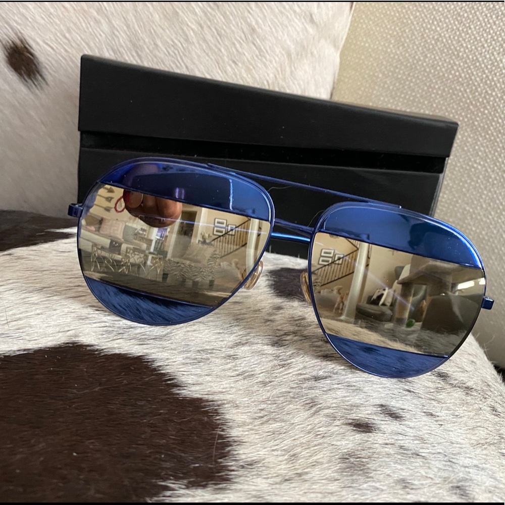 Christian Dior blue and silver mirror sunglasses!